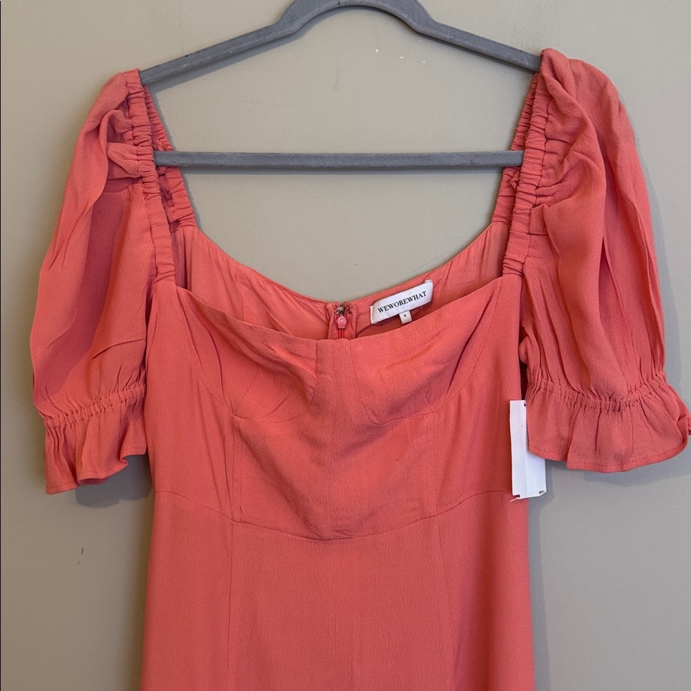 WEWOREWHAT Puff Sleeve Dress, Coral, size 6 - Picture 5 of 12